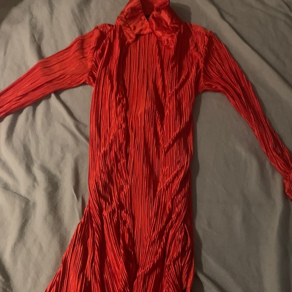 Elegant Red Long Sleeve Dress